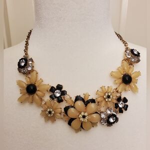Betsey Johnson Elegant Floral Necklace with Black and Cream Accents